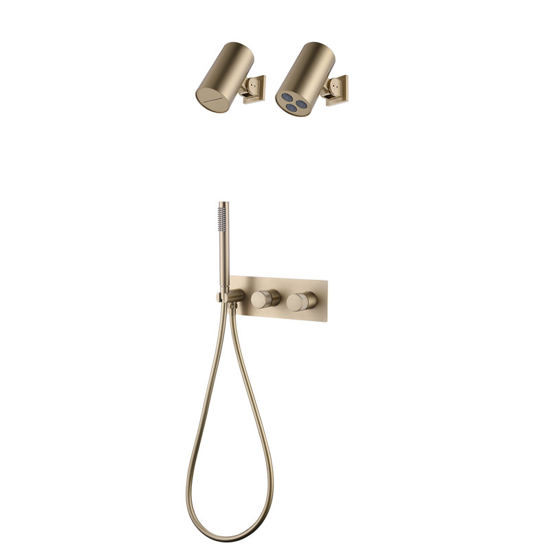 Complete Shower System with Rough in-Valve, Brushed Gold
