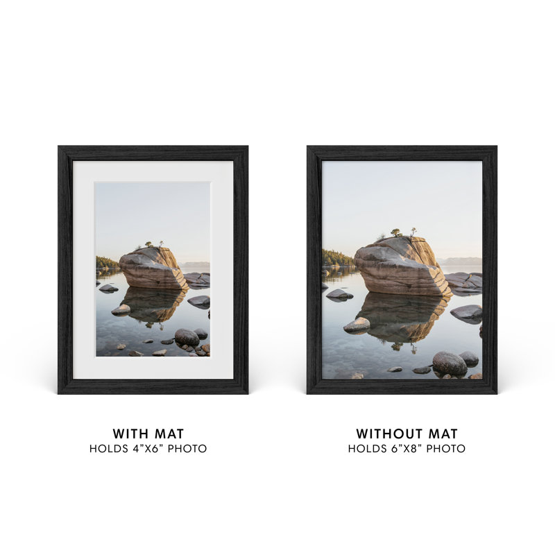 Cadre photo en bois massif avec verre, Noir, L 6 po x H 8 po