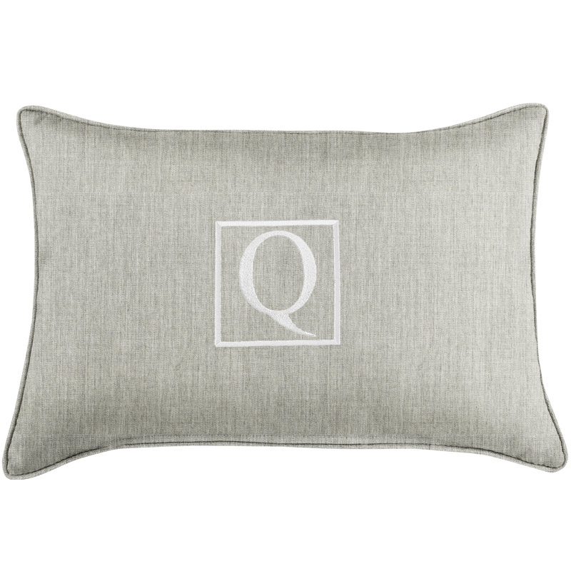 Kerrell Embroidered Sunbrella® Outdoor Throw Pillow, Granite Gray, Q