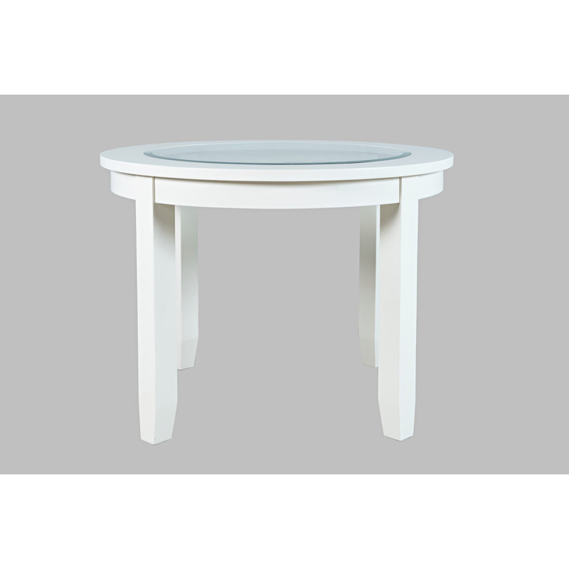 Jessim Counter Height 42" Acacia Dining Table, White, Standard Height