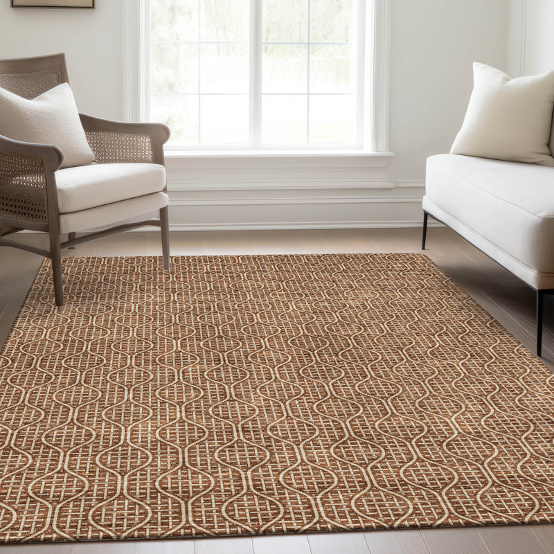 Tapis paprika de qualité supérieure lavable à la machine Prisco, Rectangulaire 3 pi x 5 pi