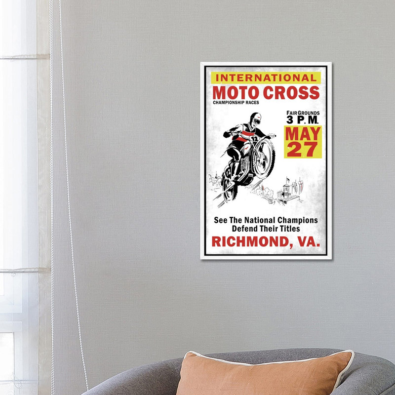Motocross Richmond VA by Mark Rogan - Print on Canvas, 66.04cm H x 45.72cm W x 3.81cm D, White Framed