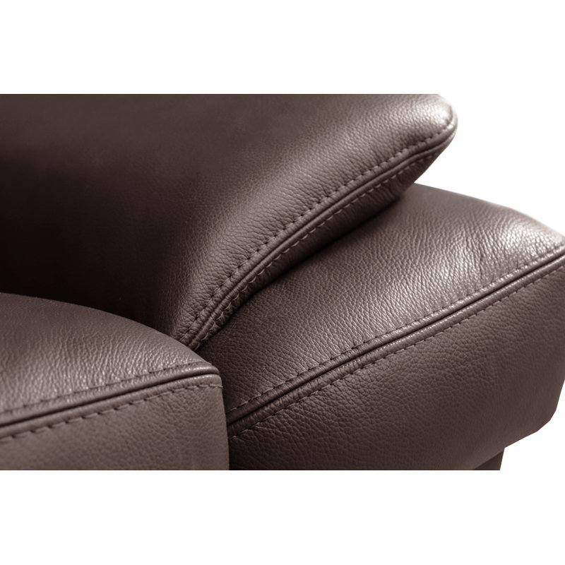 Genuine Leather Reclining Corner Sofa with Adjustable Headrests and Adjustable Armrest and Storage, Left Hand Facing, Brown
