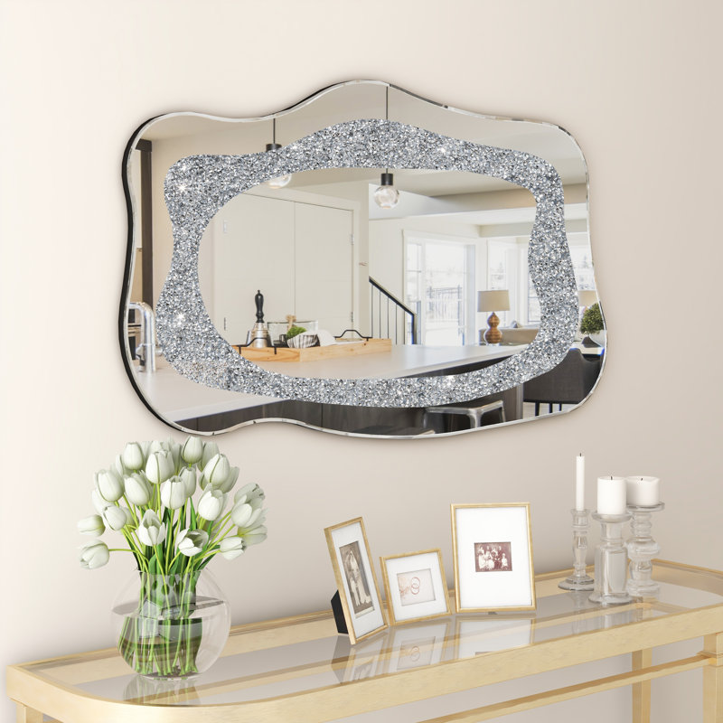 Faustine Irregular Wall Mirror with Crushed Diamonds