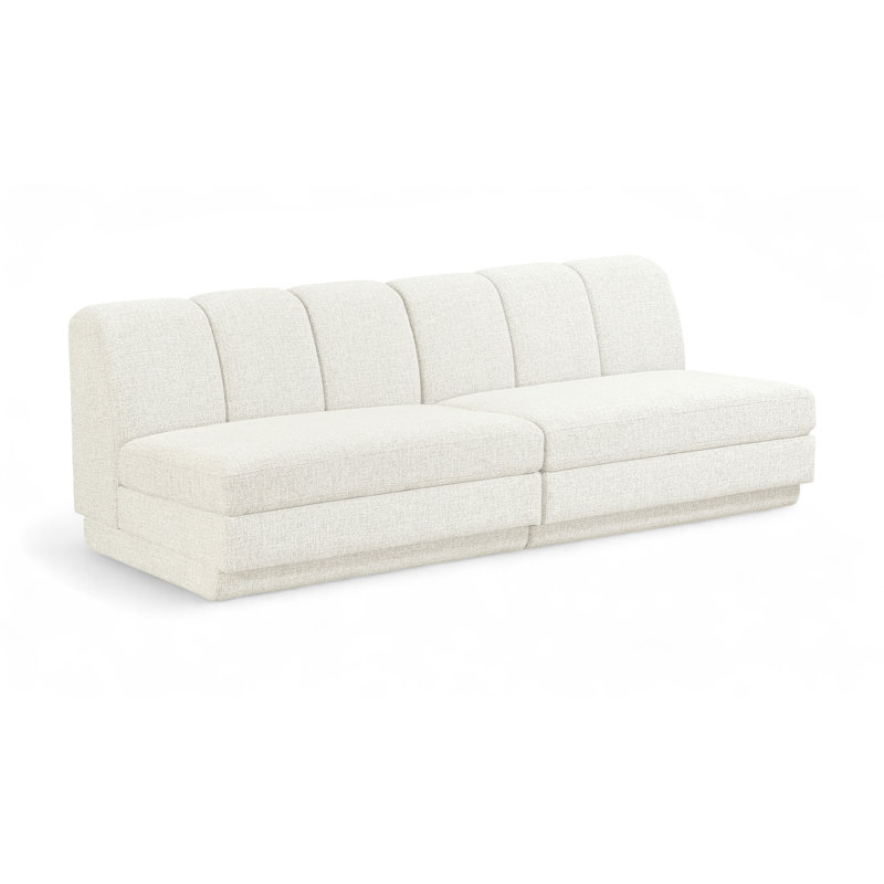 Tissu Chiquita rembourré 2 pièces Canapé modulaire, Tissu crème