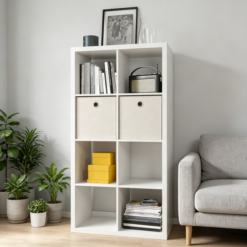 Bibliothèque Smart Cube avec 8 tablettes de rangement ouvertes