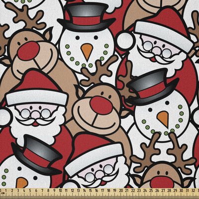 Ambesonne Christmas Fabric By The Yard, Snowman Reindeer Santa Claus Cartoon Image Theme Winter, Microfiber Fabric For Arts And Crafts Textiles & Deco -  East Urban Home, A114AFC86D184AB78E6C0614FED2F84A