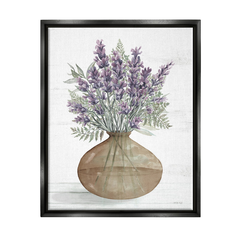 "Lavender & Fern Herbs Bouquet Floater" par Cindy Jacobs, Cadre flottant noir de jais, H 21 po x l 17 po x P 1,7 po