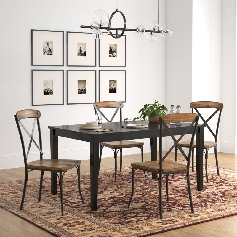 Ensemble repas noir Jeannette avec chaises en X