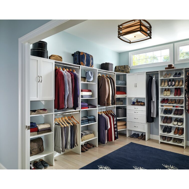 ClosetMaid SuiteSymphony Wood Corner Shelf Unit, 2 Shelves, Adjustable,  Stacking, For Storage, Closet, Clothes, Shoes, Décor, Pure White, 41.13 X