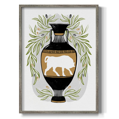 «Greek Vases IV», reproduction encadrée - bois massif
