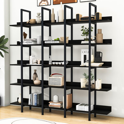 Bibliothèque industrielle Nakaia à 5 niveaux avec structure en métal robuste, H 70,8 po x l 70,8 po x P 10,3 po