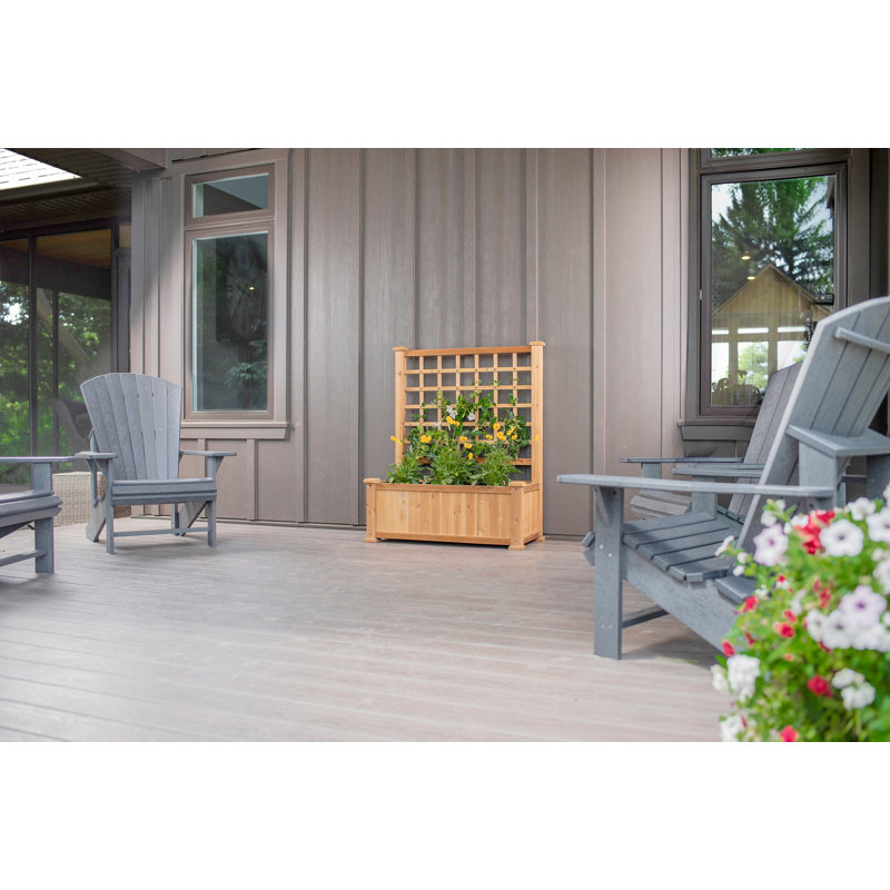 Golden Brown Cedar Wood Planter with Trellis