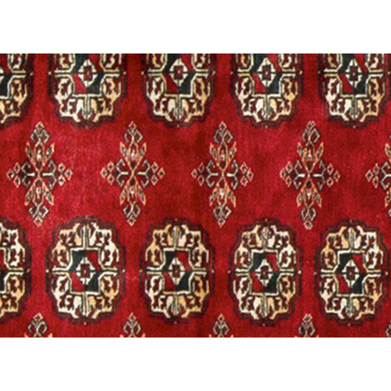 Hand Knotted Wool Area Rug in Red
