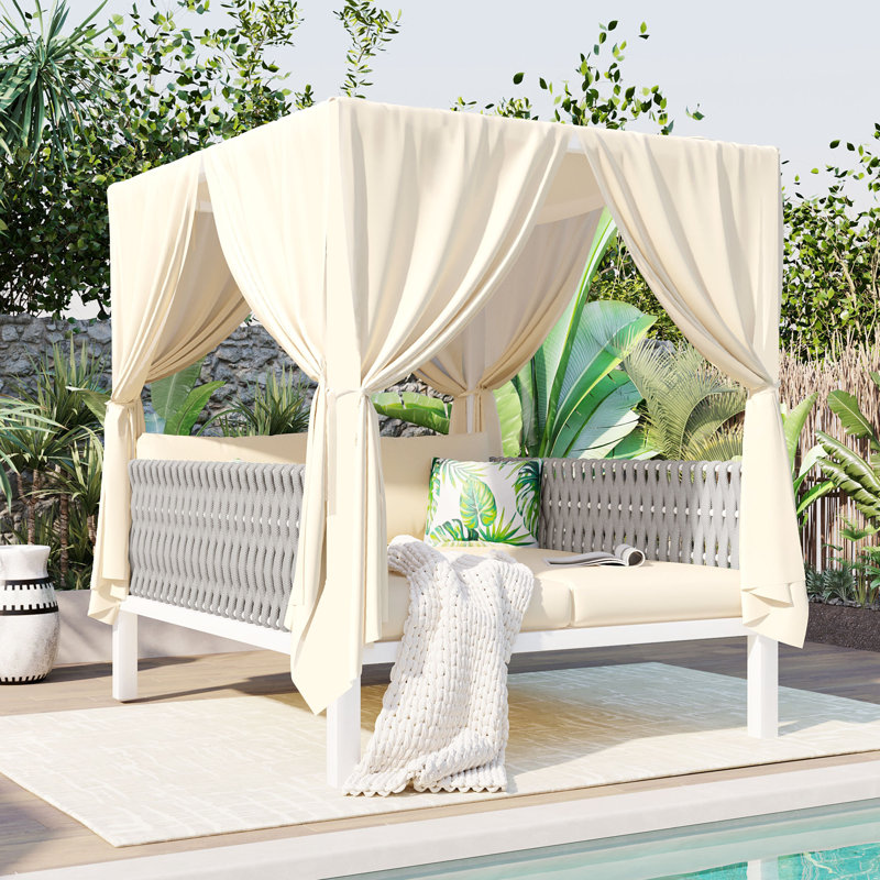 Lit de bronzage en corde tissé de grand confort pour des scènes extérieures polyvalentes avec un design élégant et une résistance aux intempéries
