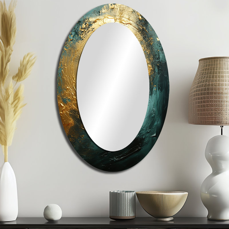 Midas Forest Spirals I - Miroir mural moderne ovale, 36 po x 24 po