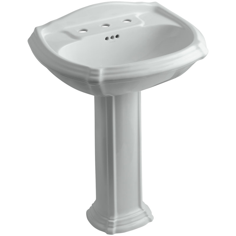 lavabo de salle de bain avec trop-plein 27" en céramique Portrait®, Gris glacial, Centres de 8 po