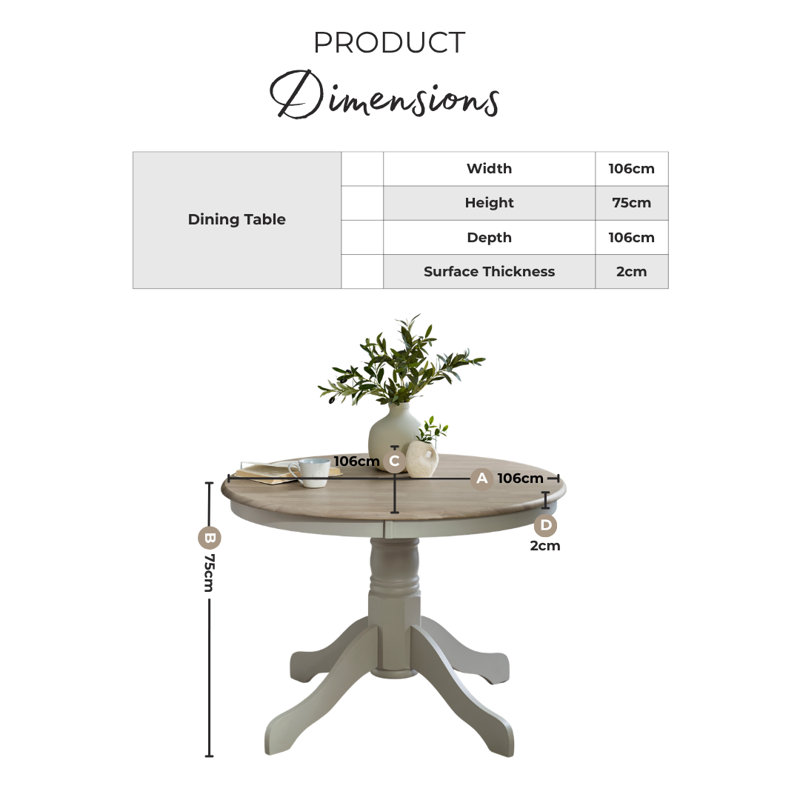 Tamala Round Solid Wood Dining Table, Oak