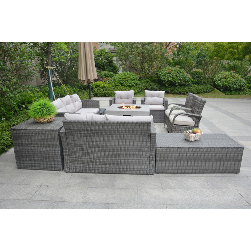 9 - Person Patio Conversation Set with Cushions