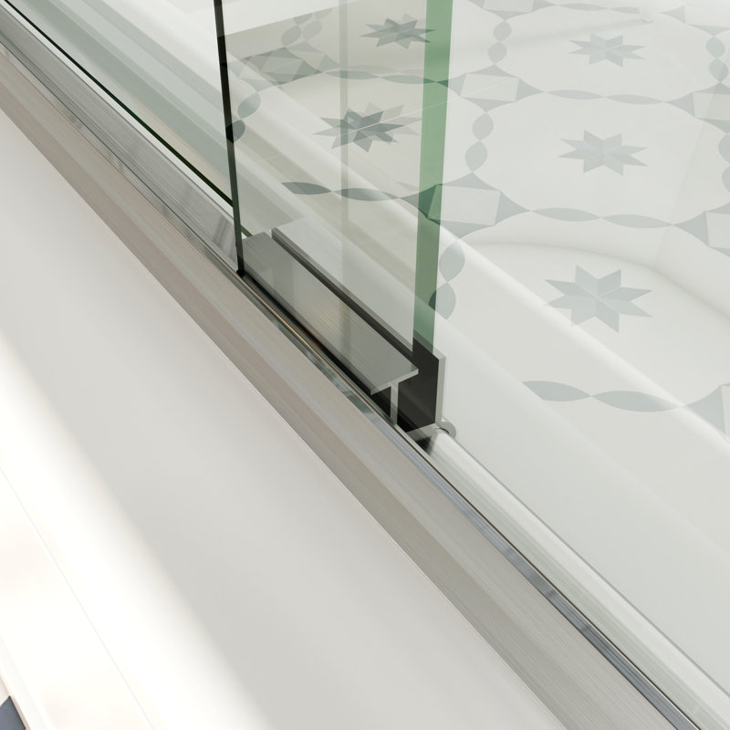 Porte de baignoire à double cadre coulissant avec verre transparent Opal Mirage MCOCOD l 60 po x H 66 po, Nickel brossé