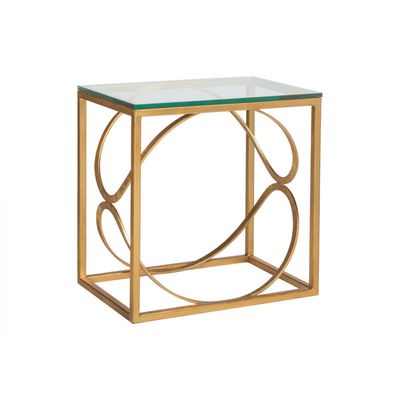 Metal Designs Ellipse Rectangular End Table, Gold Leaf