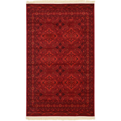 Tapis oriental rouge profond Amro