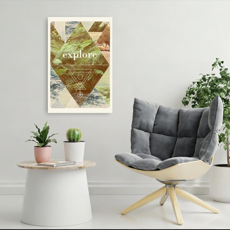 Explorez la nature, collage vintage abstrait contemporain, paysage océanique, affiche murale, H 36 po x l 24 po