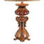 Lampe de table haute en polyrésine 31 "avec finition rouge et brune, abat-jour en lin