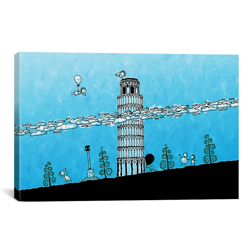 Leonia, tour penchée de Pise, impression sur toile tendue, H 12 po x l 18 po x P 1,5 po, Toile tendue, Pas de tapis