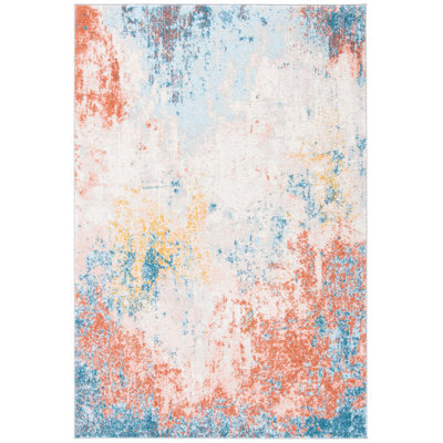 Esmont Ivory/Pink/Blue Area Rug