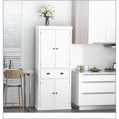 72" Freestanding Kitchen Pantry Cabinet, Tall Storage Cabinet with 2 Door Cupboards, Drawer and Adjustable Shelves