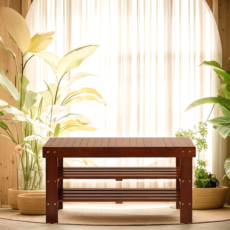Shoe Bench - Quality Solid Wood Material, Brown