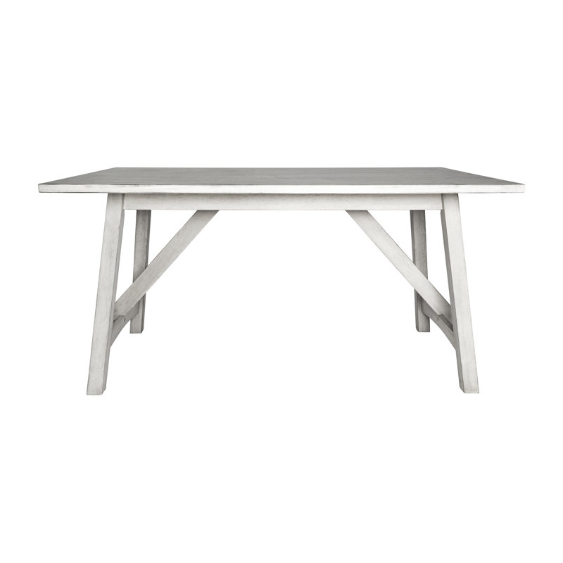 Table de salle à manger de style campagnard en bois massif de qualité commerciale, Plateau blanc / base blanc antique