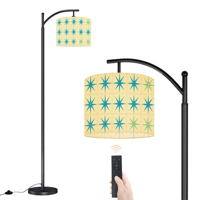 Lampe sur pied à arc avec abat-jour réglable Mid-Century rétro géométrique abstrait lampe sur pied rétro classique 3 températures de couleur à haut gradateur avec interrupteur au pied pour la chambre à coucher
