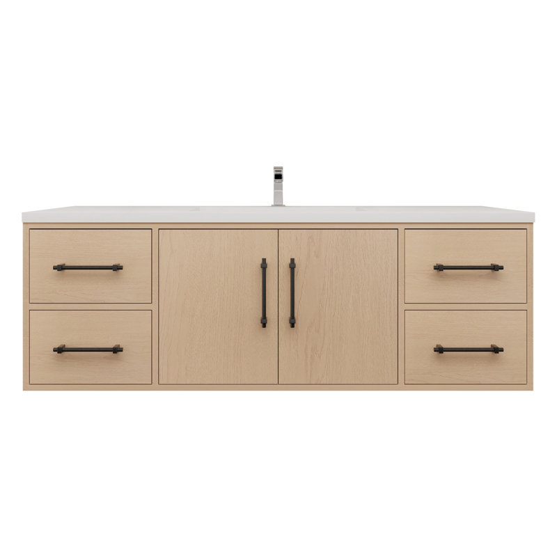 Victoria 59.05'' Single Bathroom Vanity with Acrylic Top, Yellow Oak