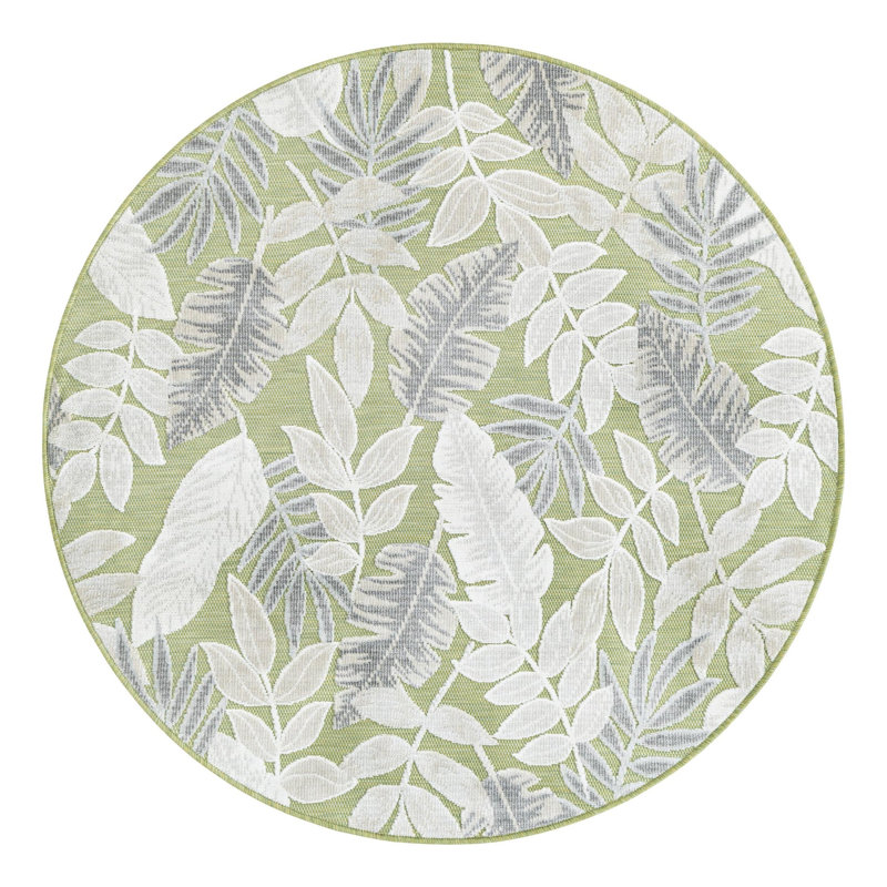 Bay Isle Home™ Leaves Wygant Rug, Round 4'5"