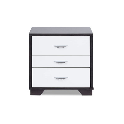 Rectangular Bedroom Nightstand With 3 Drawers - White And Black In Must-Have