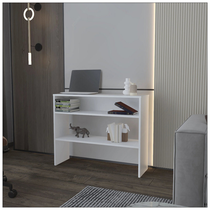 Console blanche avec rangement ouvert, Blanc