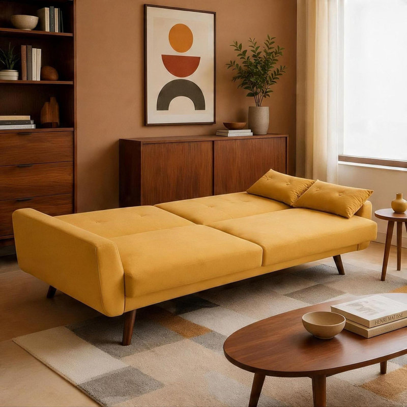 Oslo Gold Velvet 3 Seater Sofa Bed