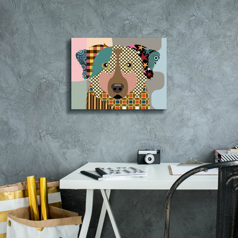 «Berger australien» par Lanre Adefioyue, H 12 po x l 16 po x P 0,75 po