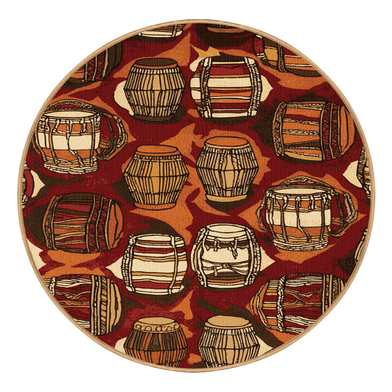  Tapis lavable de musique djembé, Rond 7 pi