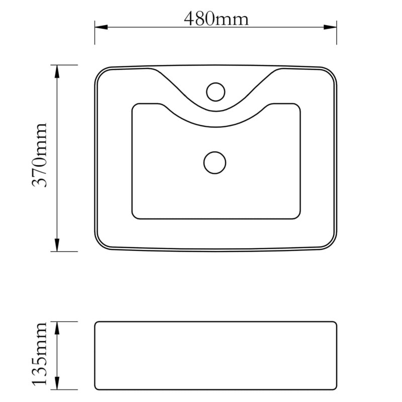 vidaXL Ceramic Bathroom Sink Basin with Faucet Hole Black Square