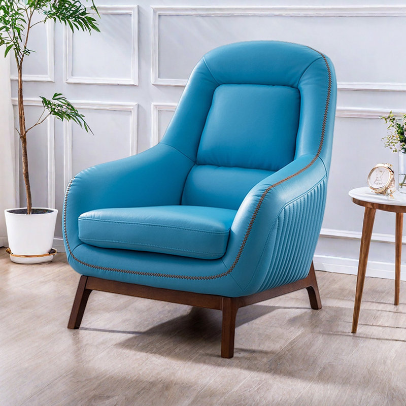 Annis Modern Simplicity Single Faux Leather Recliner, Blue