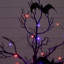 Arbre d'Halloween artificiel pré-éclairé noir avec des chauves-souris et 40 lumières DEL orange et mauves-1853735690