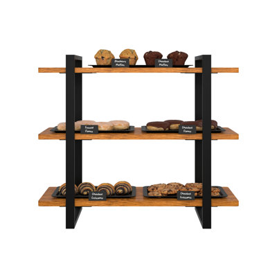 28 In. 3 Tiered Supermarket Wooden Display Rack
