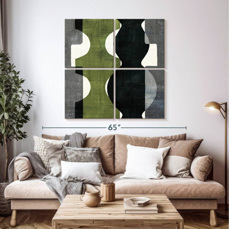 Geometric Deco With Green, H 45 po x l 45 po