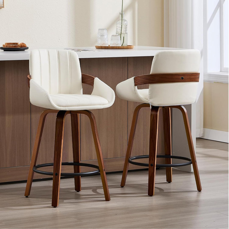 Tabouret de bar et de comptoir pivotant, Blanc, 2