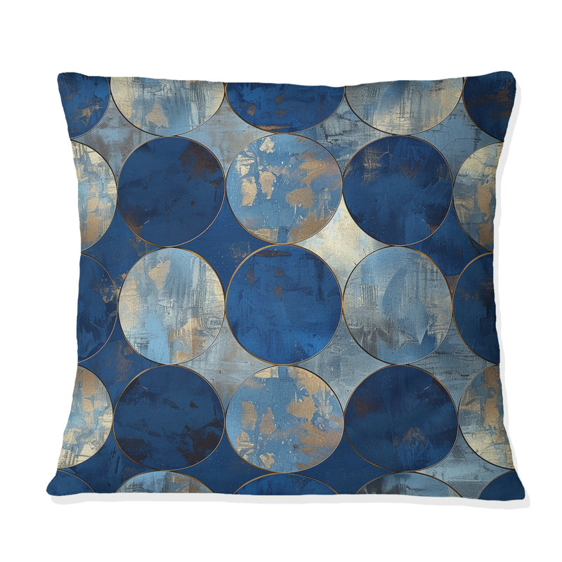 Coussin bleu Midcentury Circles I - Midcentury, H 18 po x l 18 po