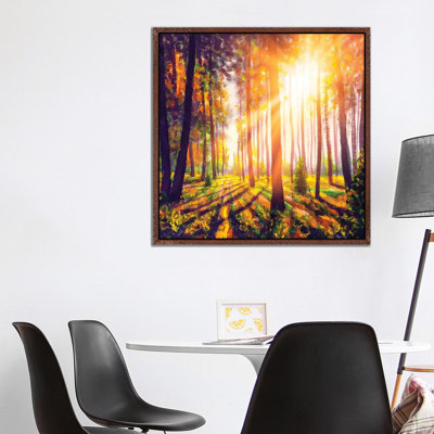 Spring Forest Trees. Nature Green Wood Sunlight Background by Valery Rybakow - Painting on Canvas