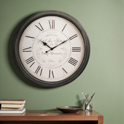 Edeline Transitional Round Wall Clock in Brown, 29.85'' W X 29.85'' H X 2.11'' D
